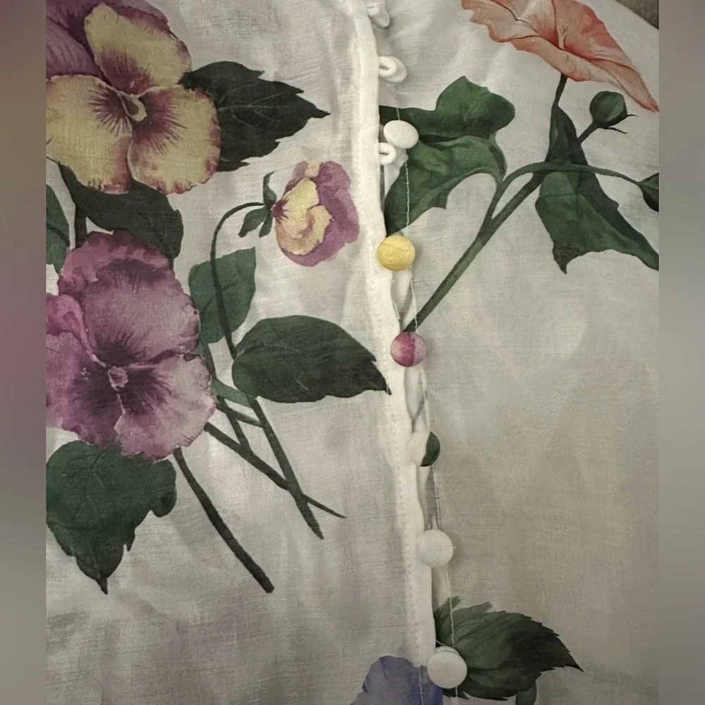 NWOT NEW Bailey 44 Revolve Floral Voile Button Down Blouse Top M Mandarin Collar - Picture 5 of 6